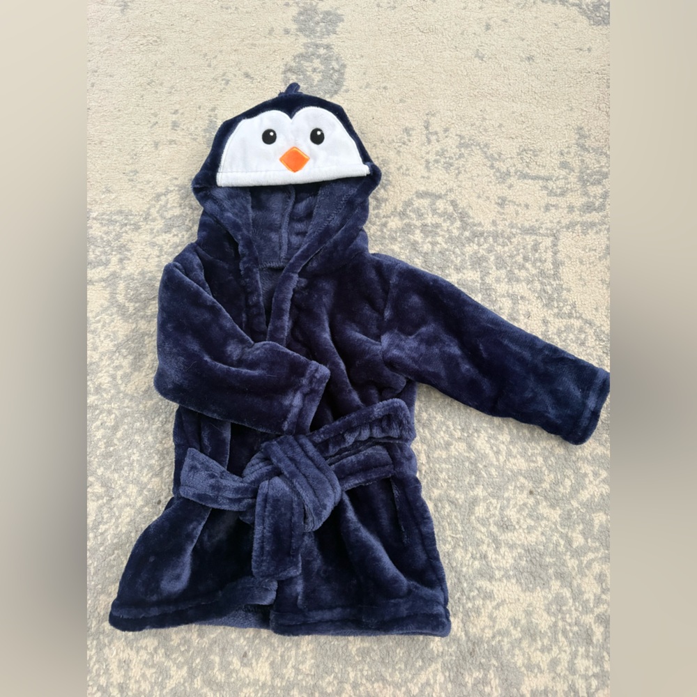 Baby Navy Penguin Hooded Robe